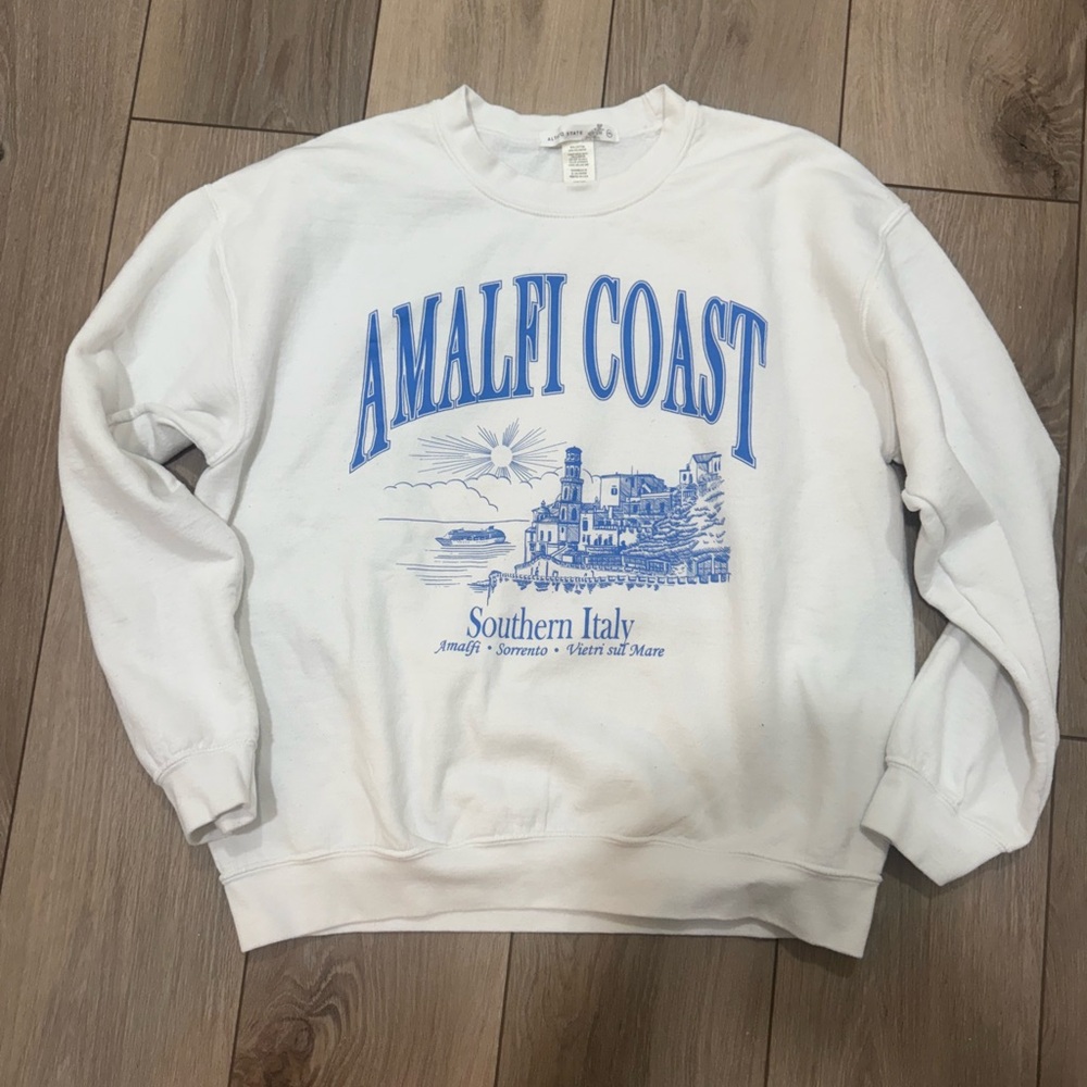 Altar'd State White and Blue Amalfi Coast Sweatshirt